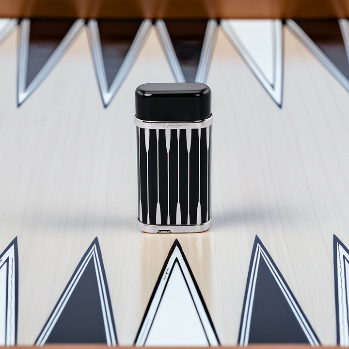 Cartier Godron Backgammon Black and Silver Lighter