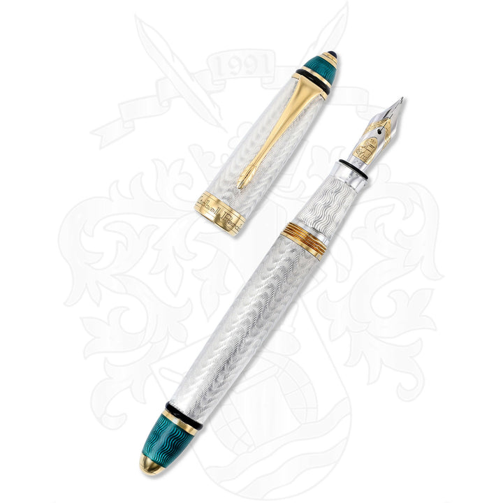 Michel Perchin Art Deco Limited 88 Sterling Silver Turquoise Fountain Pen