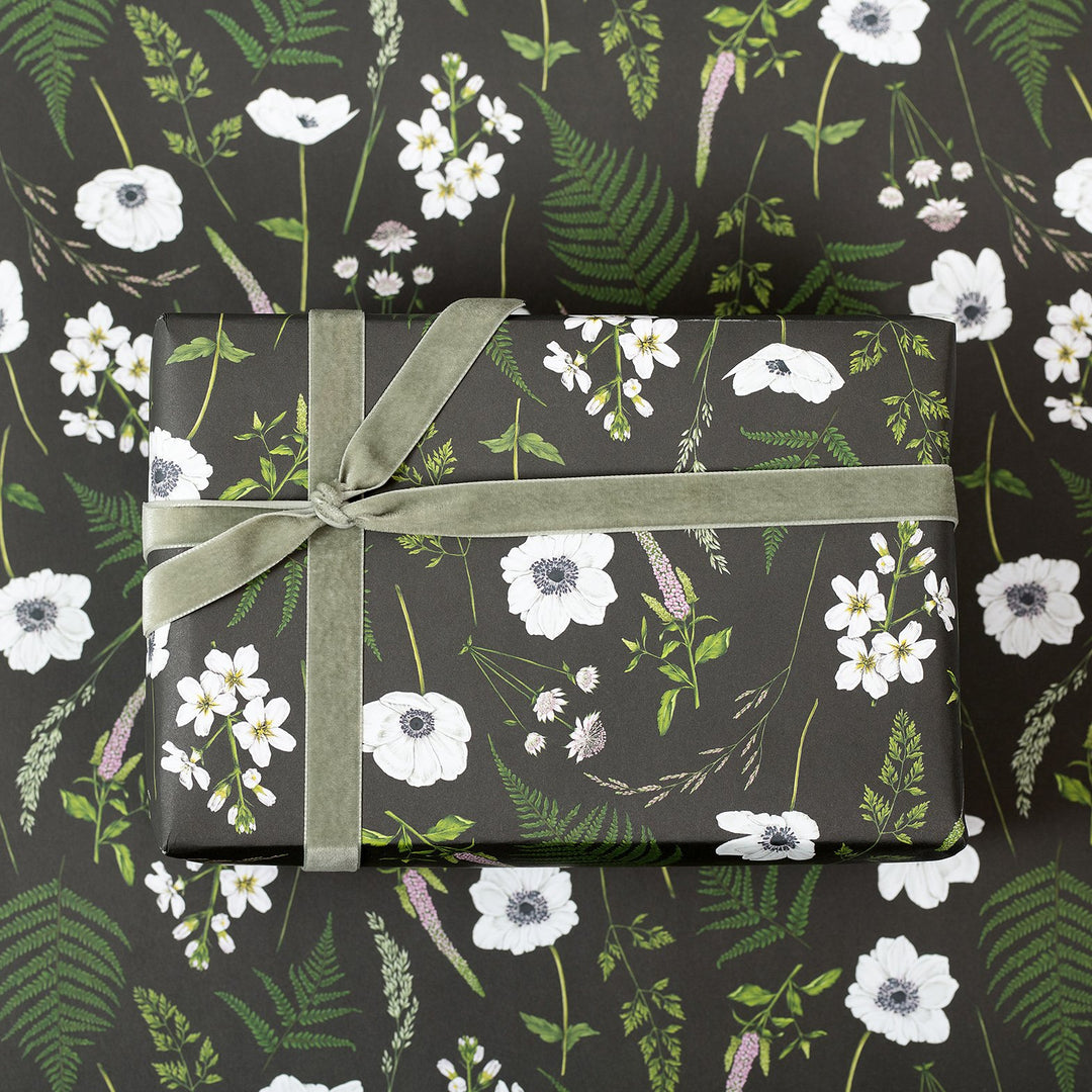 Wild Meadow - Black - Gift Wrapping Paper (2 Sheets)