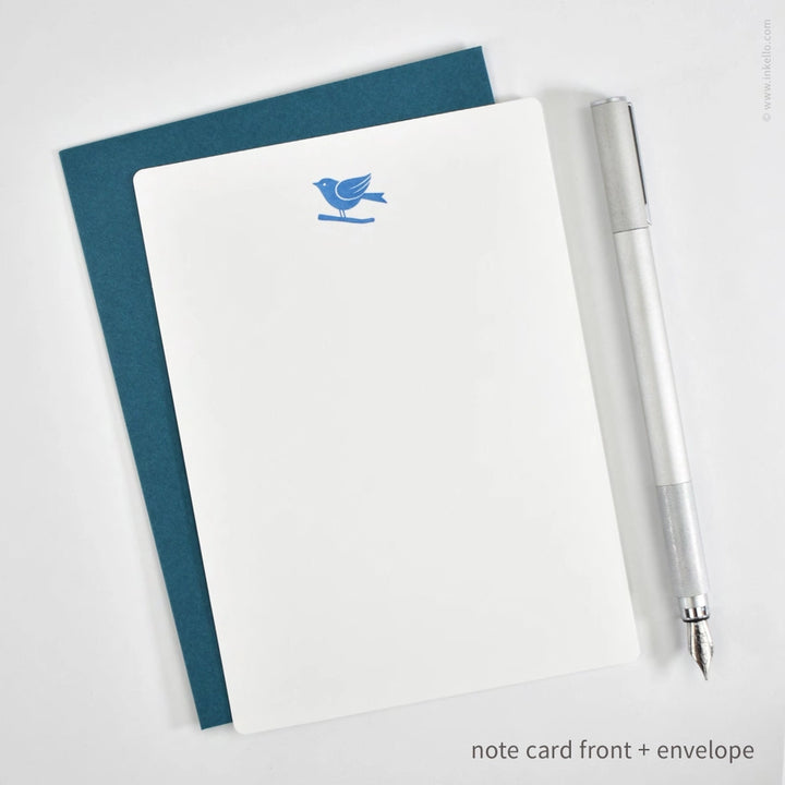 Flat Note Card Set with Bluebird