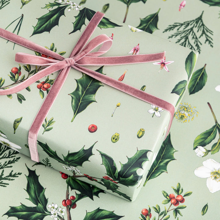 Berry Mix -Green Gift Wrapping Paper (2 Sheets)