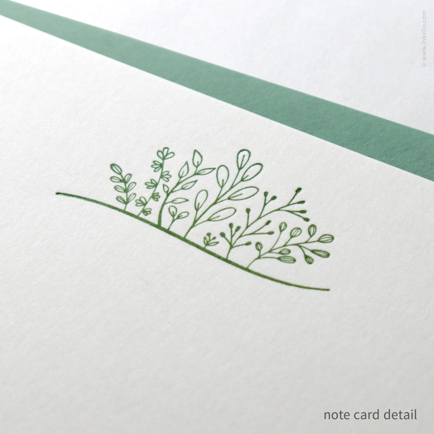 Flat Note Card Set with Green Sprouting Plants