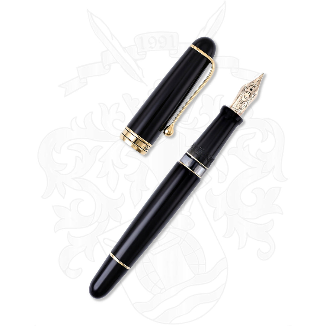 Aurora 88 Large Black and Gold Fountain Pen
