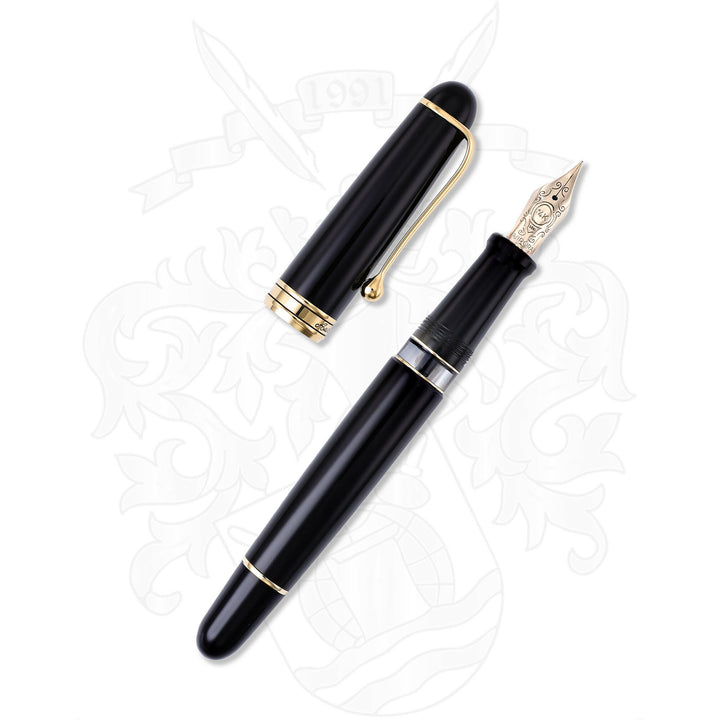 Aurora 88 Large Black and Gold Fountain Pen
