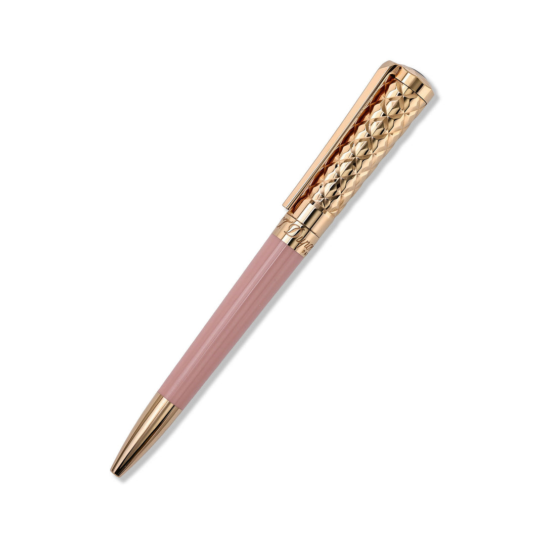 S. T. Dupont Liberté Diamond Engraved Pink and Gold Ballpoint