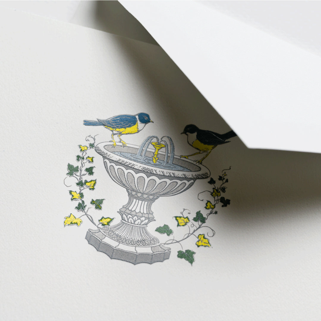 Crane Birdbath Note Card