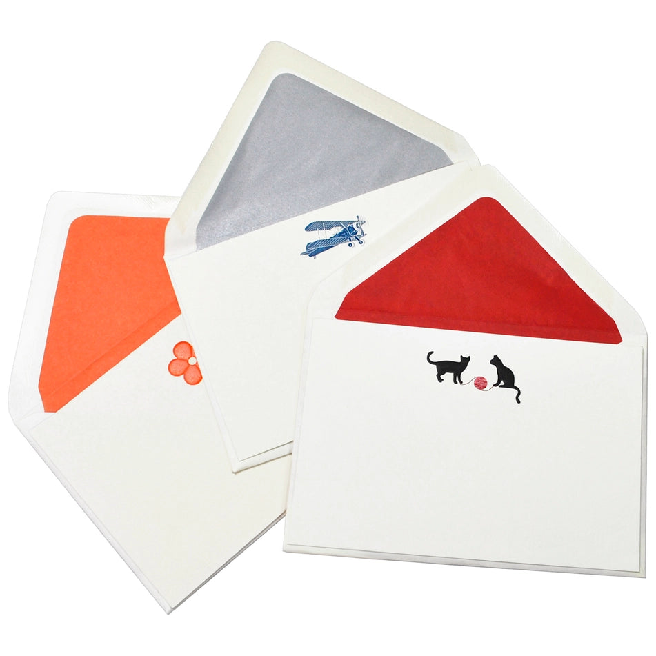 Original Crown Mill First Engraved Note Cards Pochette  - Orange Blossom