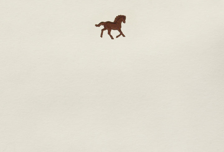 Original Crown Mill First Engraved Note Cards Pochette  - Brown Horse
