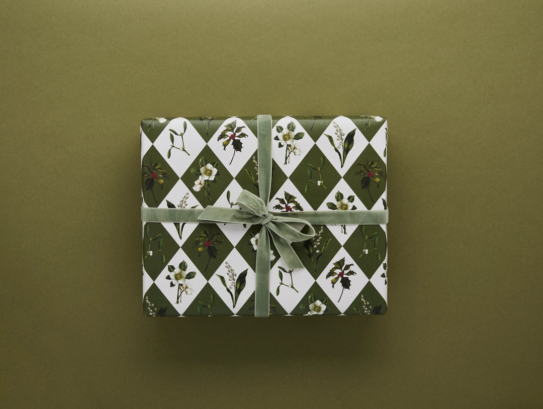 Catherine Lewis Carnivalesque - Green Harlequin Gift Wrapping Paper (2 Sheets)