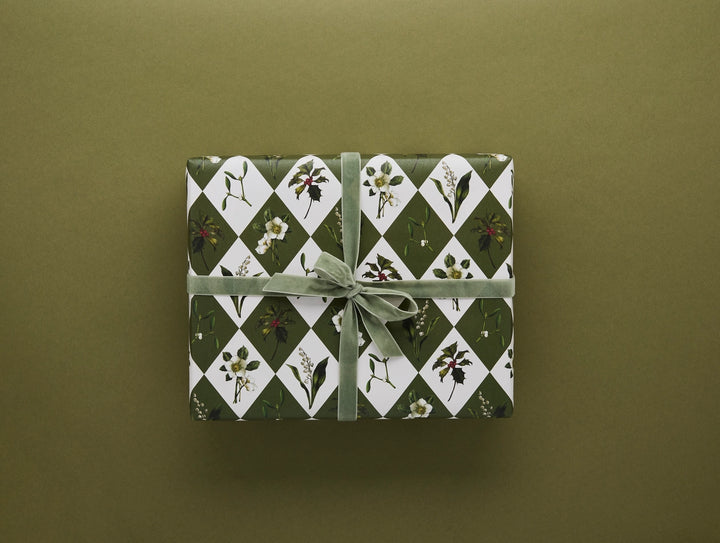 Catherine Lewis Carnivalesque - Green Harlequin Gift Wrapping Paper (2 Sheets)