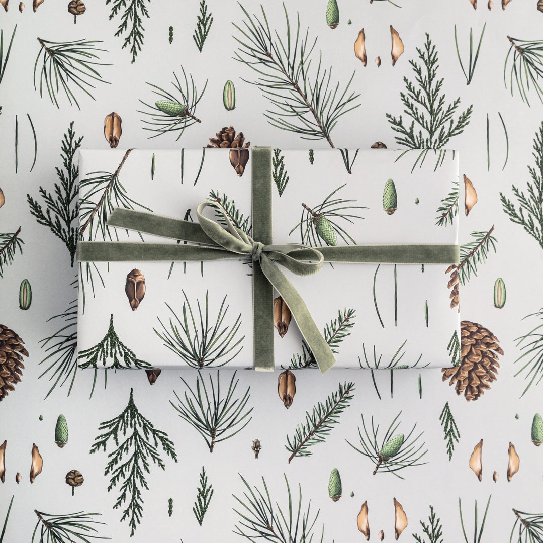 White Pine - Grey - Gift Wrapping Paper (2 Sheets)