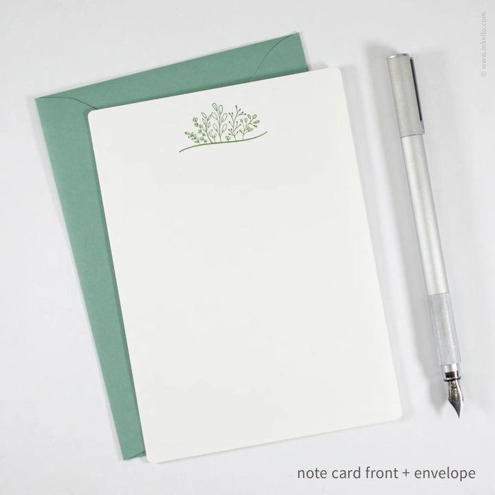 Flat Note Card Set with Green Sprouting Plants