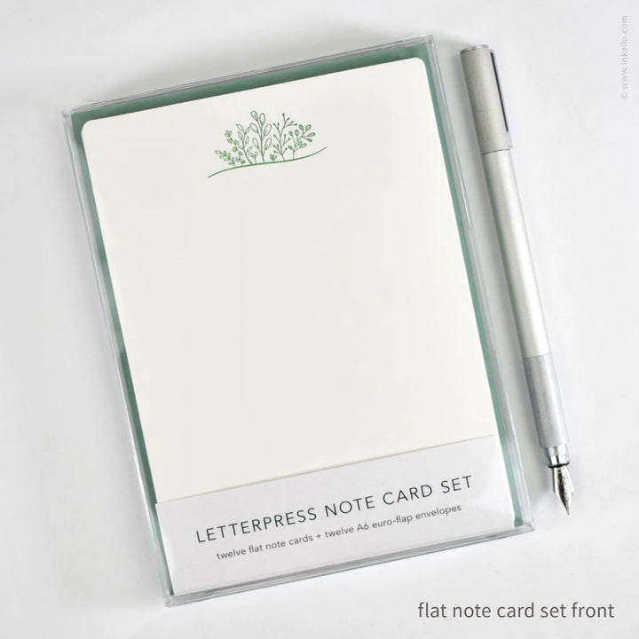 Flat Note Card Set with Green Sprouting Plants