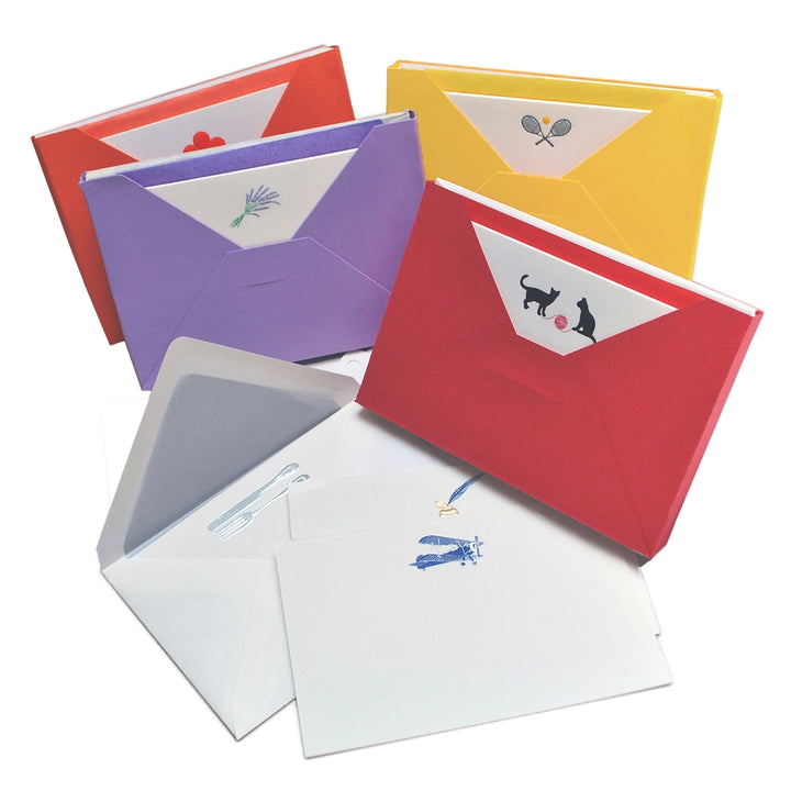 Original Crown Mill First Engraved Note Cards Pochette  - Blue Ink Well