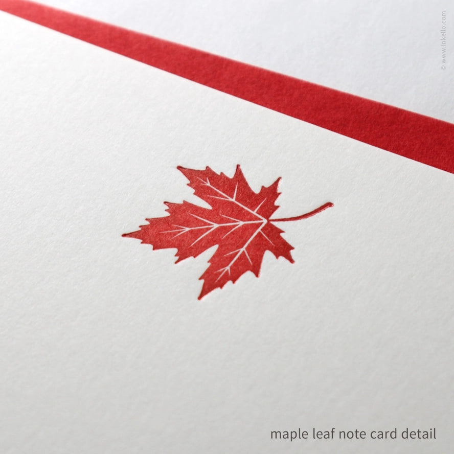 Flat Note Card Set with Red Maple Leaf