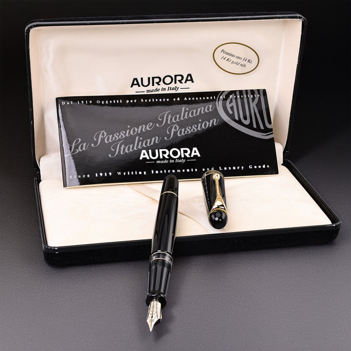 Aurora 88 Large Black and Gold Fountain Pen