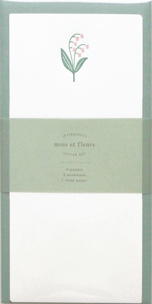 Japanese Letterpress Lily of the Valley Letter Set