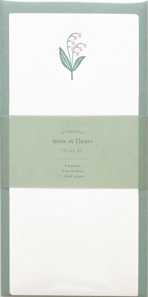 Japanese Letterpress Lily of the Valley Letter Set