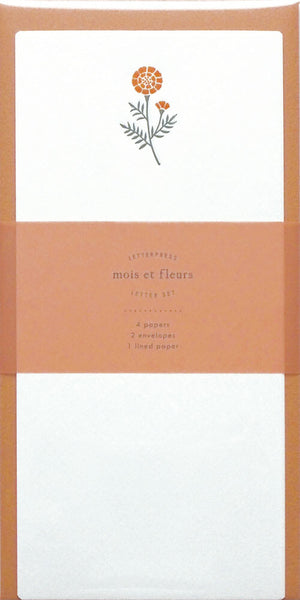 Japanese Letterpress Marigold Slim Letter Set
