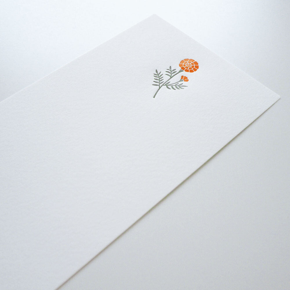 Japanese Letterpress Marigold Slim Letter Set