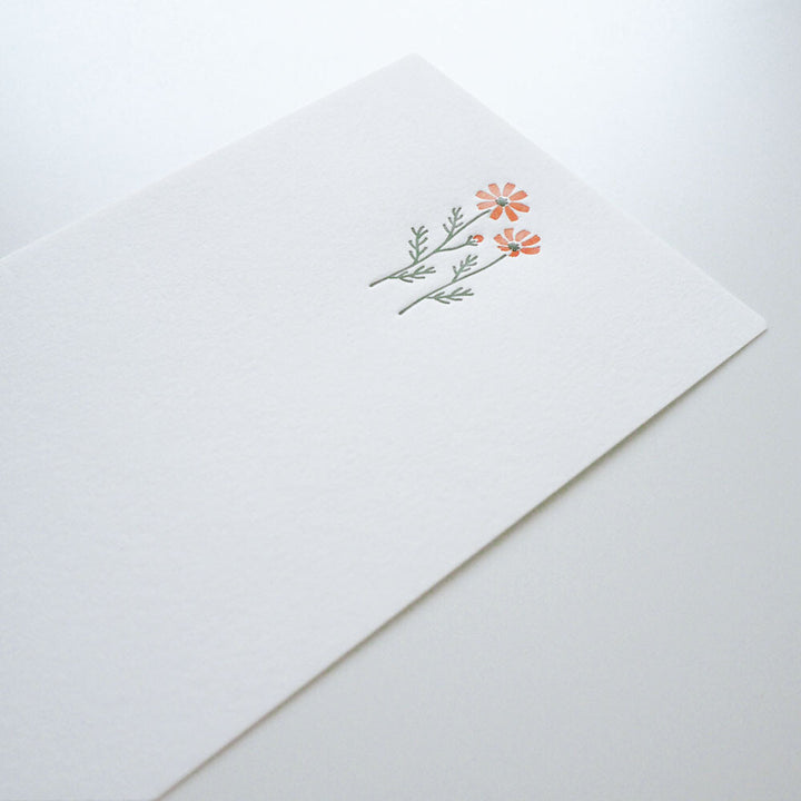 Japanese Letterpress Cosmos Flower Slim Letter Set