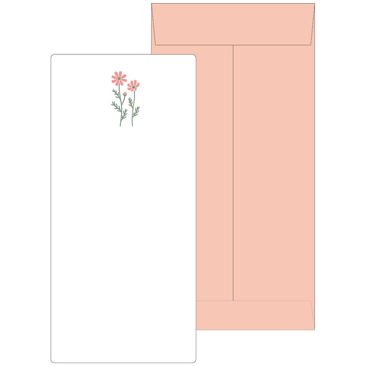 Japanese Letterpress Cosmos Flower Slim Letter Set