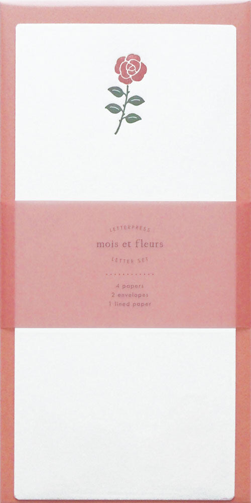 Japanese Letterpress Rose Slim Letter Set