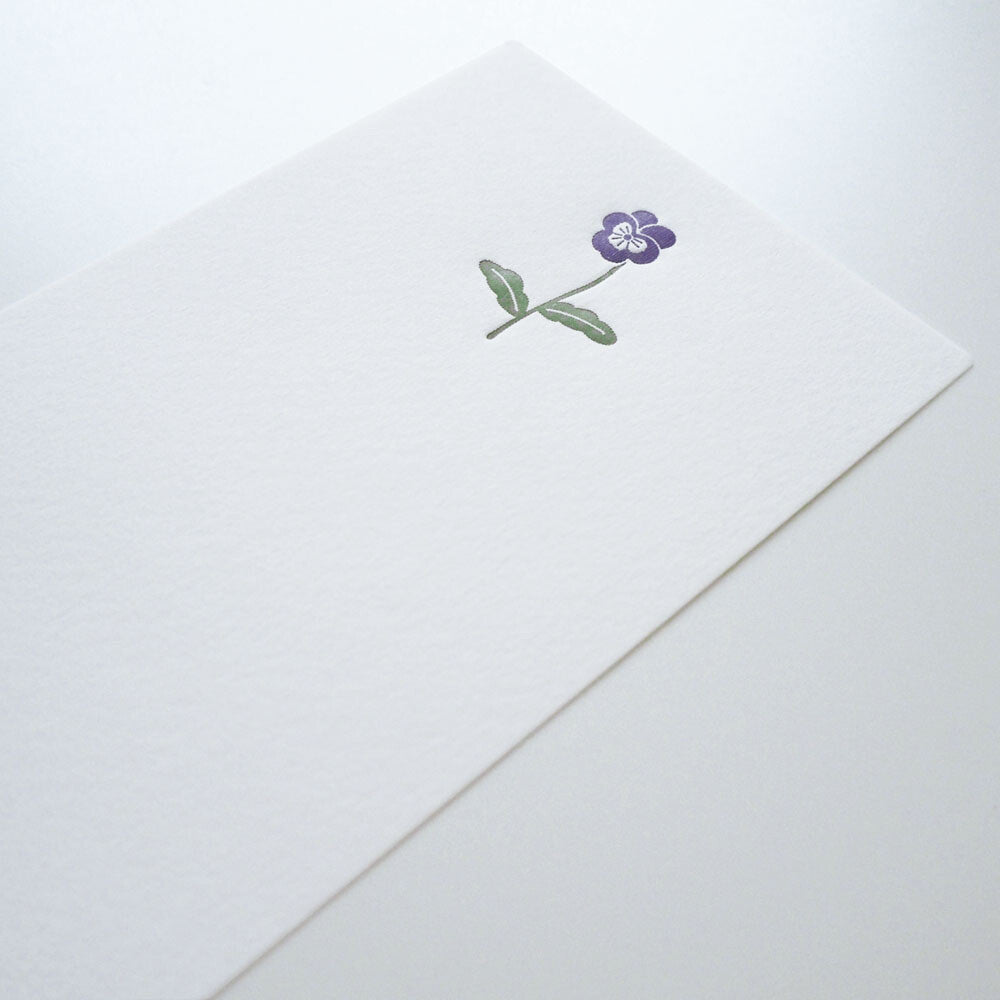 Japanese Letterpress Pansy Slim Letter Set