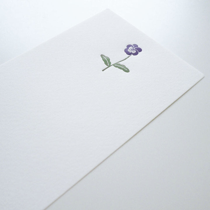 Japanese Letterpress Pansy Slim Letter Set