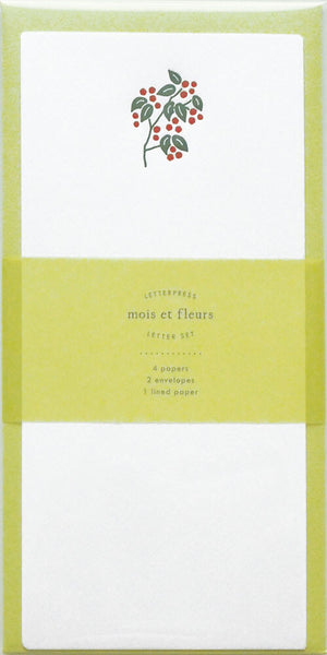 Japanese Letterpress Nandina Berry Slim Letter Set