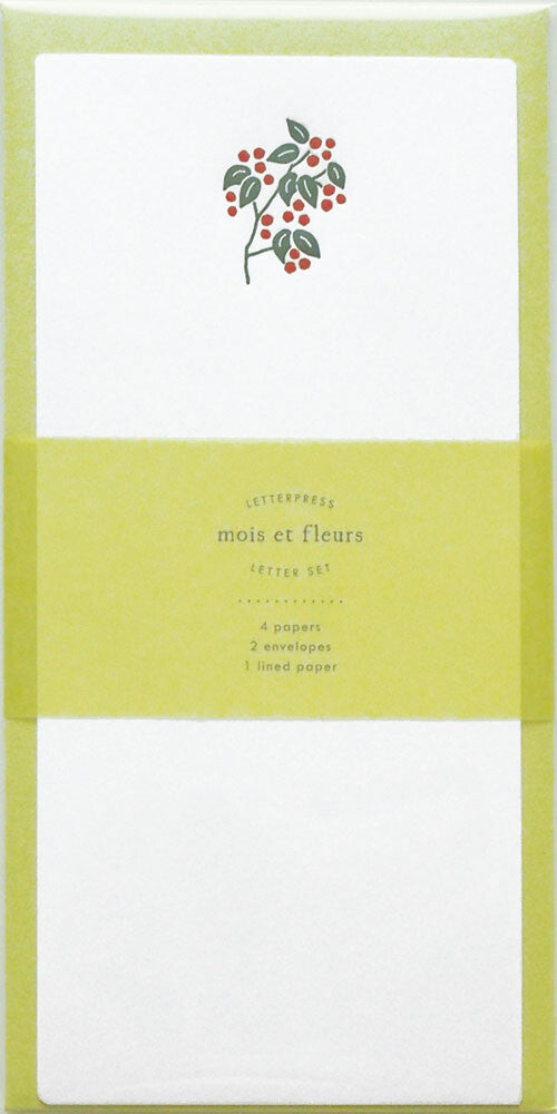 Japanese Letterpress Nandina Berry Slim Letter Set