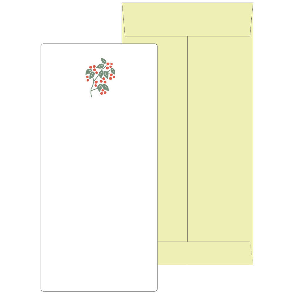 Japanese Letterpress Nandina Berry Slim Letter Set