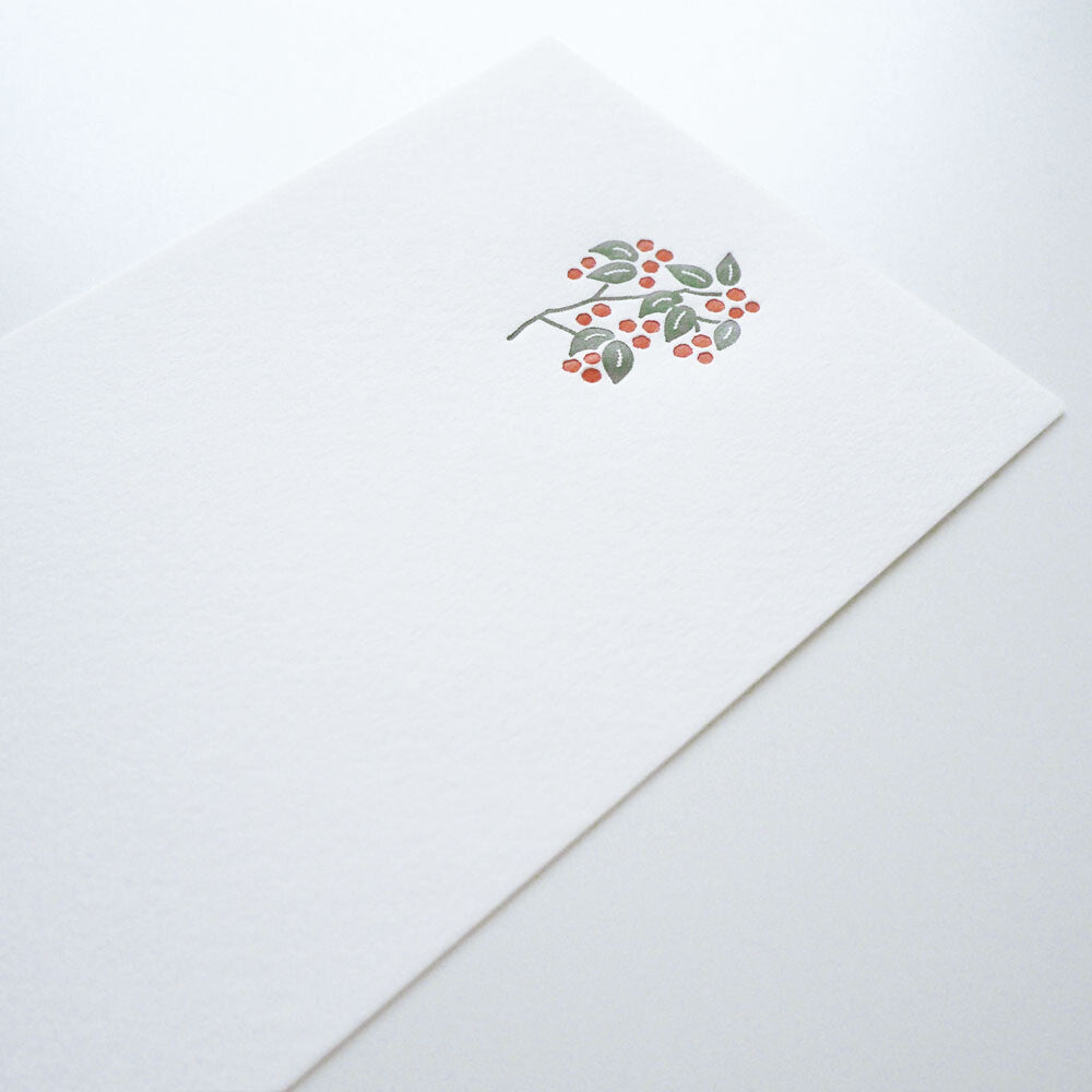 Japanese Letterpress Nandina Berry Slim Letter Set