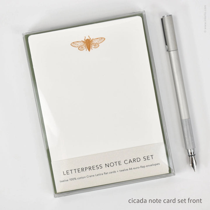 Flat Note Card Set with Cicada