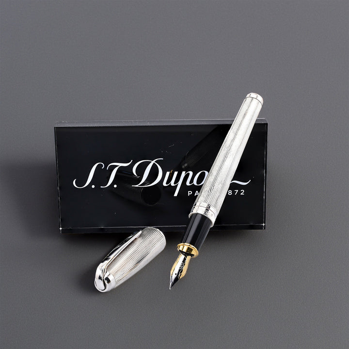 S.T Dupont XL Olympio Silver Plated Batley Grain Fountain Pen
