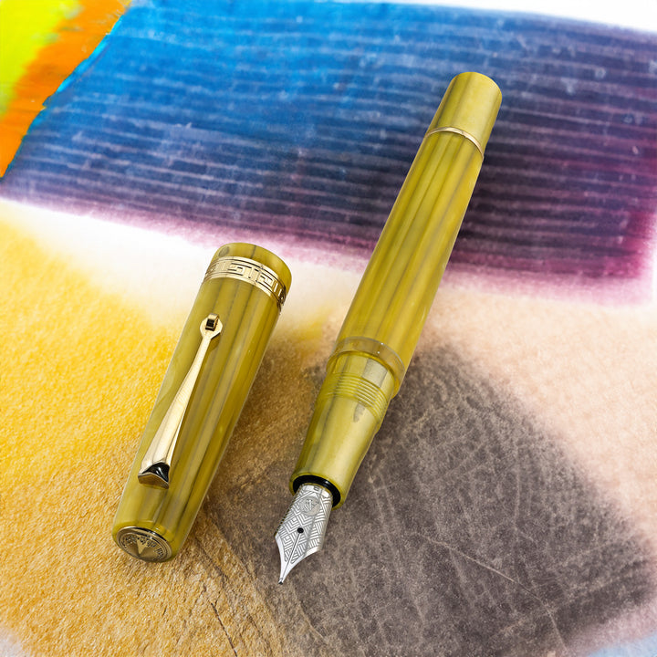 Armando Simoni Club Studio Yellow Pinnacle Fountain Pen - Gold Trim