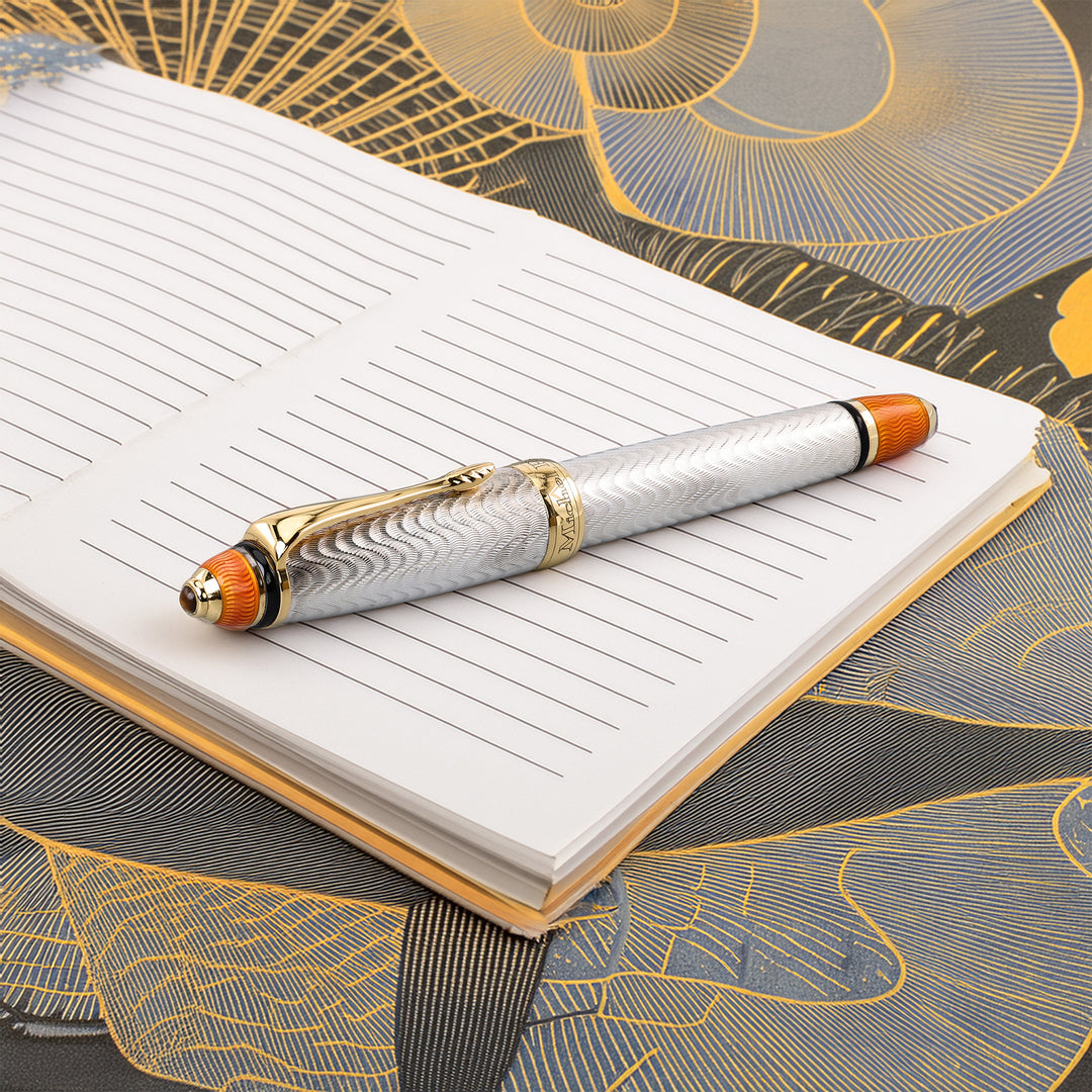 Michel Perchin Art Deco Limited Edition 88 Sterling Silver With Orange Trim