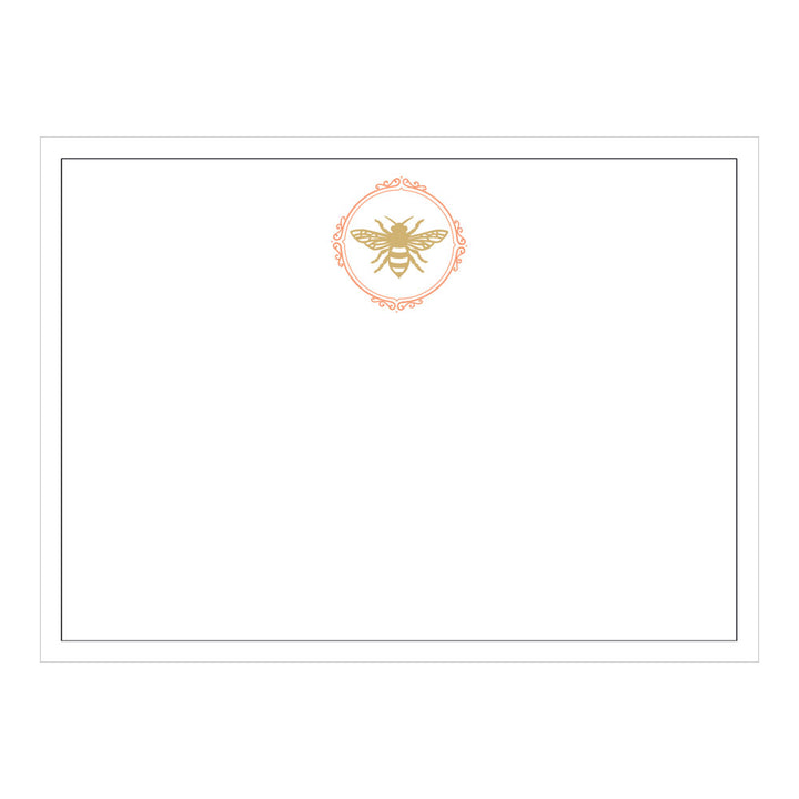 Bee Crest Foil Correspondence Card  6.125"x4.875" (12 Flat cards and envelopes)