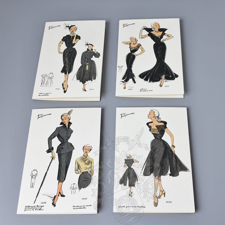 Black Dress Fold Notecards 3.33" x 5.12" (12ct.) | Rossi 1931 Italian Stationery