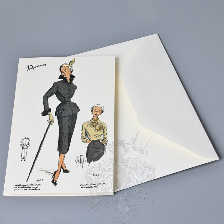 Black Dress Fold Notecards 3.33" x 5.12" (12ct.) | Rossi 1931 Italian Stationery