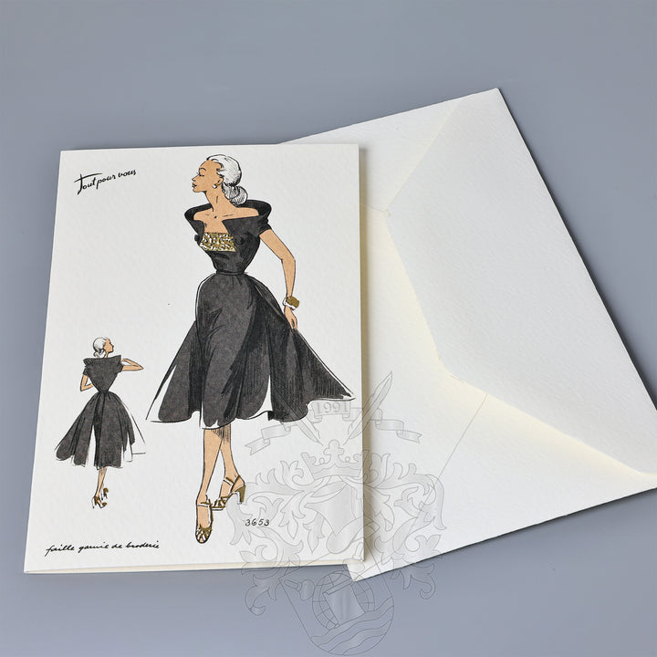 Black Dress Fold Notecards 3.33" x 5.12" (12ct.) | Rossi 1931 Italian Stationery
