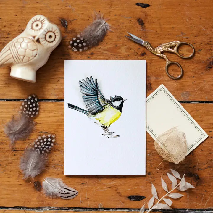 Blue Tit Pop Out Bird Watercolour Greetings Card