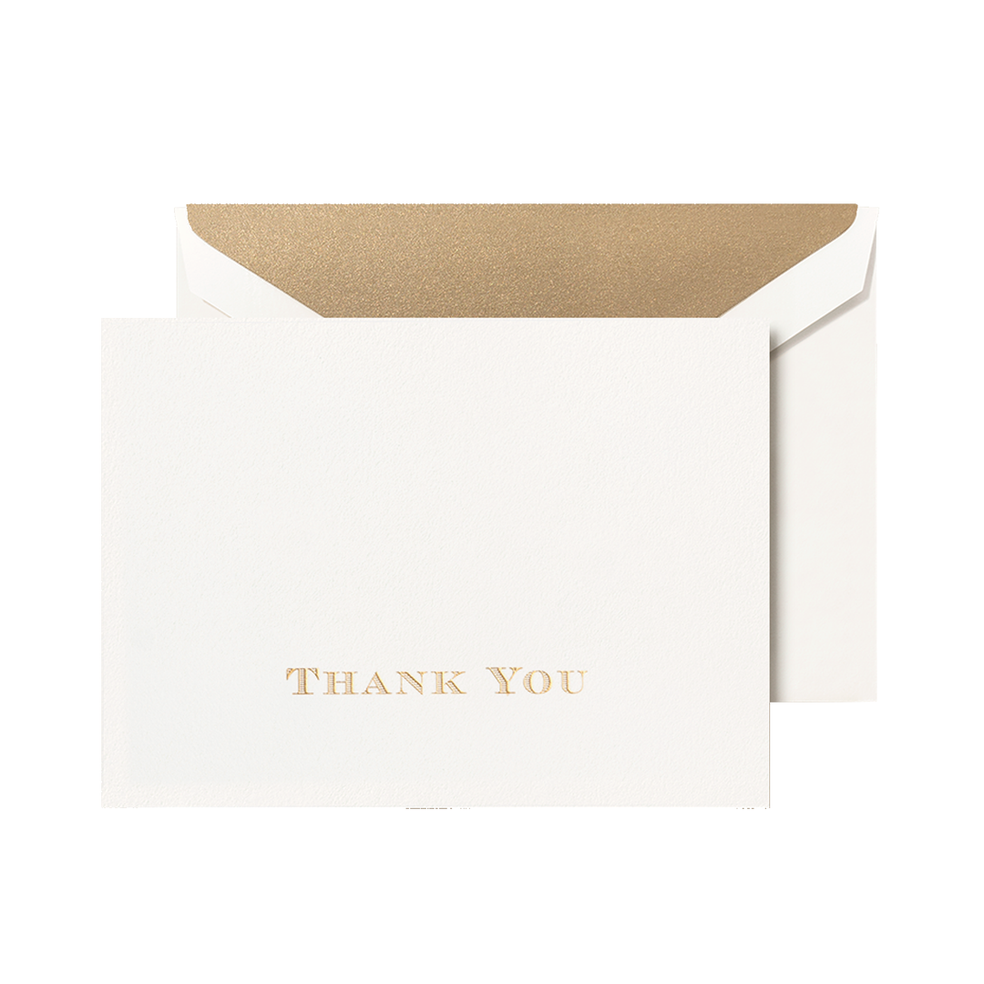 Crane 3 13/16" x 5 3/16" Cards & Envelopes 10pk - Gold Thank You