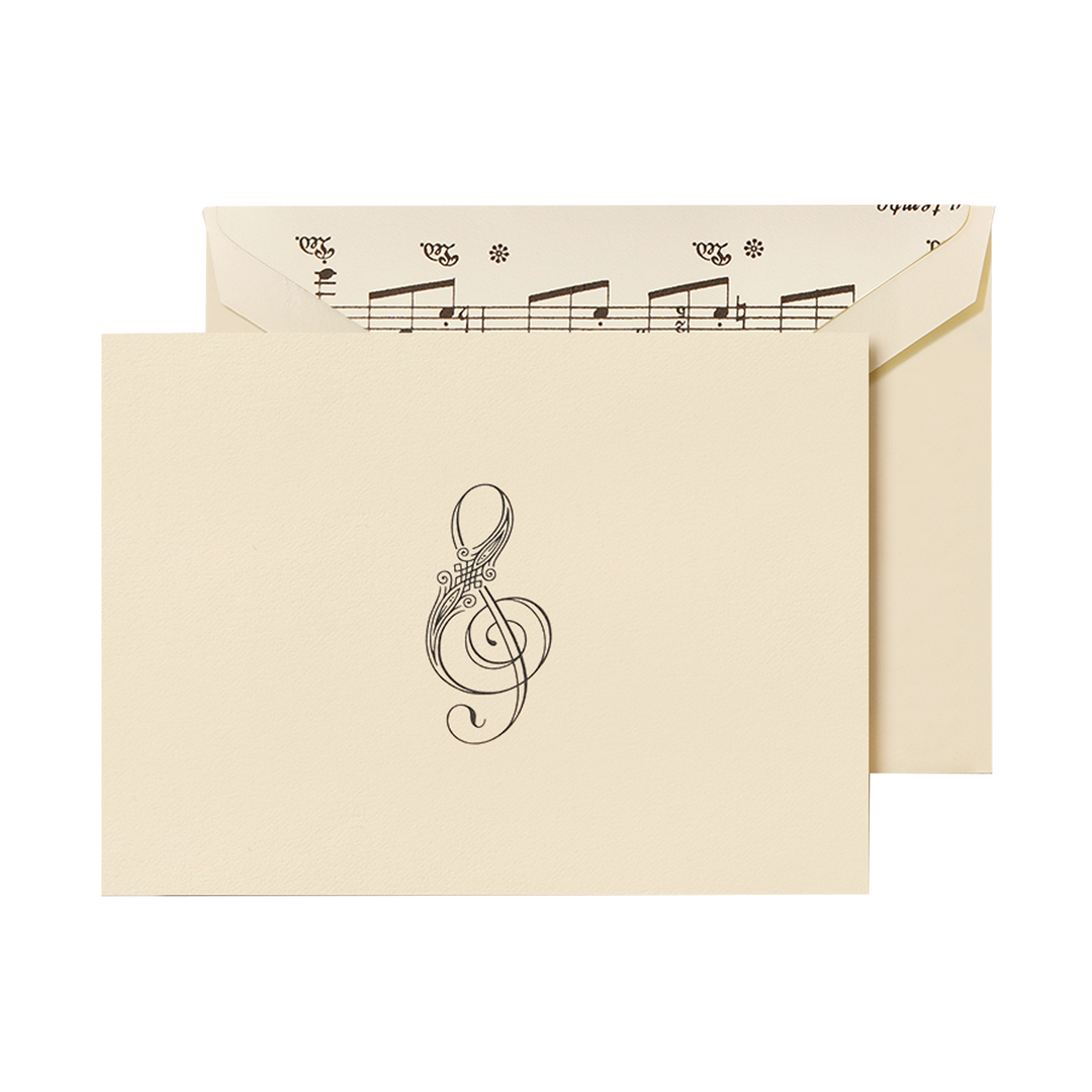 Crane 3 13/16" x 5 3/16" Cards & Envelopes 10pk - Treble Clef Note