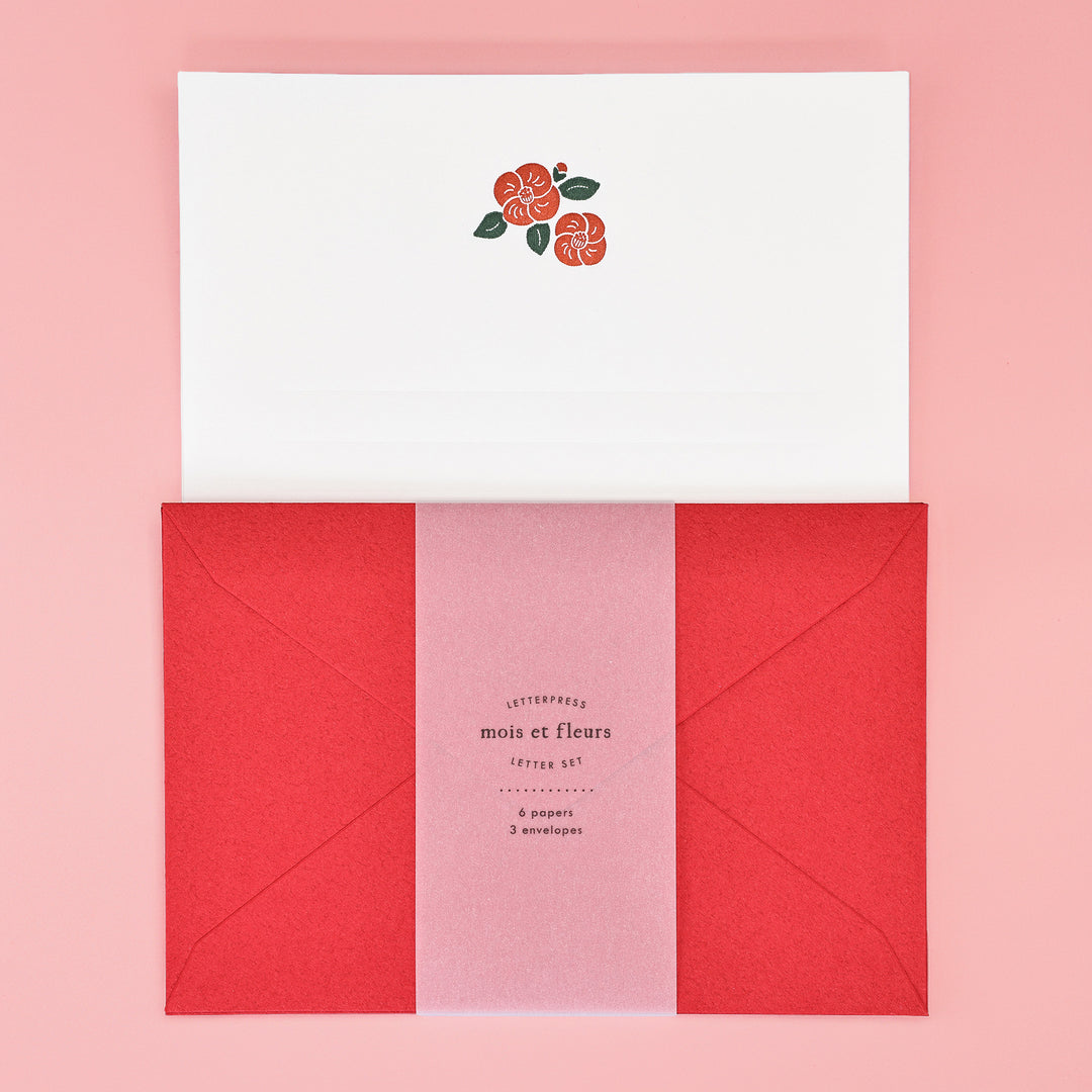 Japanese Letterpress Camellia Letter Set
