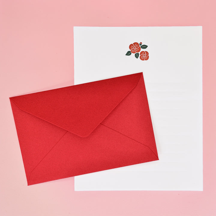 Japanese Letterpress Camellia Letter Set