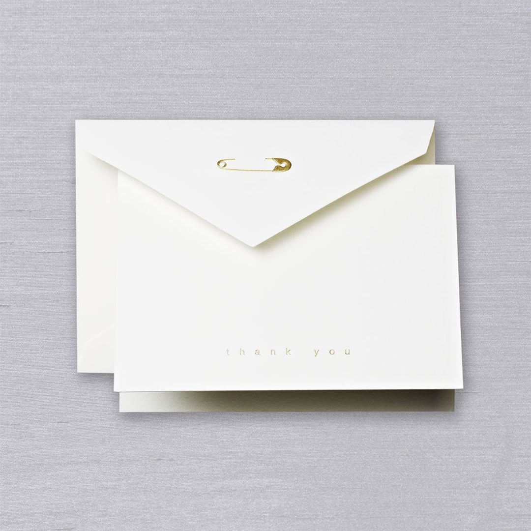 Crane Engraved Notecards Thank You 10/10 - Diaper Pin