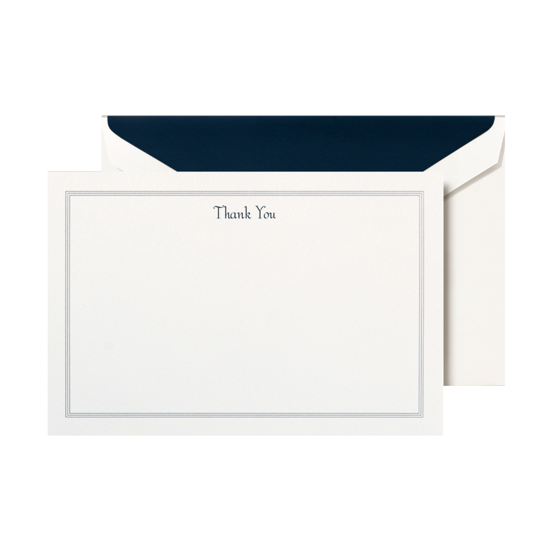 Crane 4 1/4" x 6 3/8" Cards & Envelopes 10pk - Navy Triple Hairline Framed Thank You