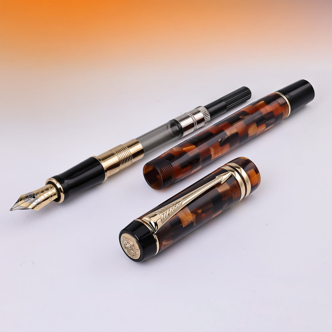 Parker Duofold Check Amber Fountain Pen