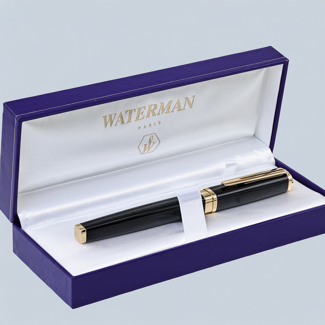 Waterman Exception Slim Black With Gold Trim Rollerball